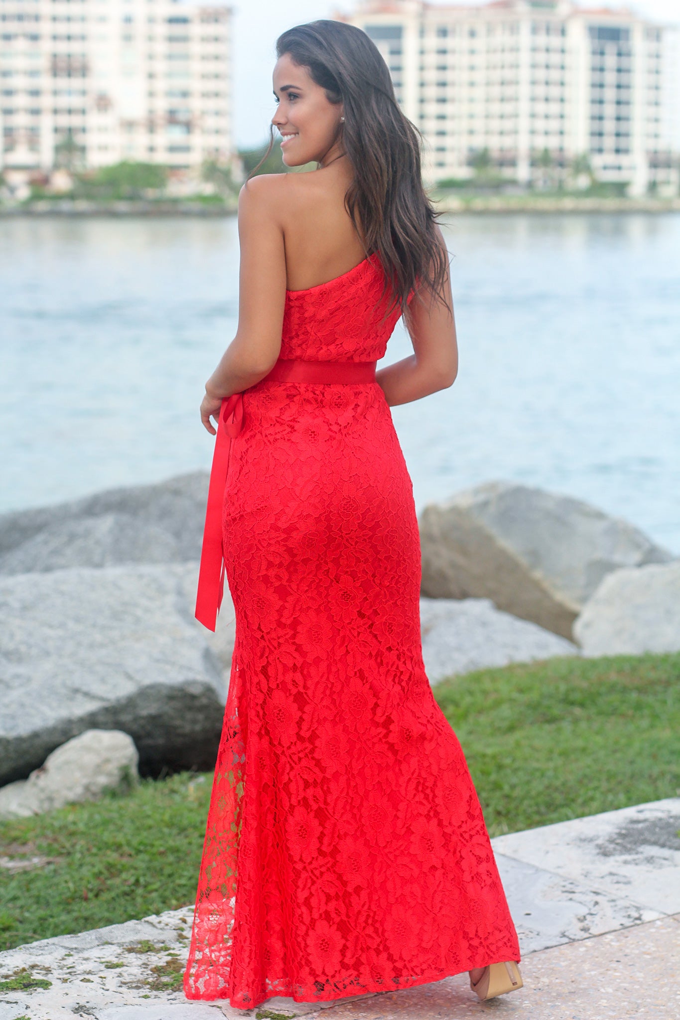 Red Lace Single Strap Maxi Dress | Maxi Dresses Saved by the Dress Red Lace Single Strap Maxi Dress | Maxi Dresses Saved by the Dress