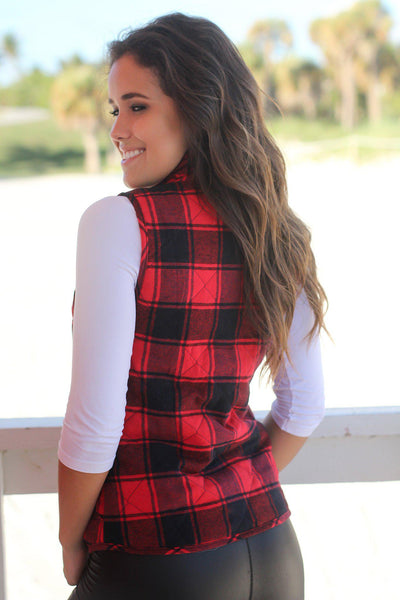 Red Plaid Quilted Vest