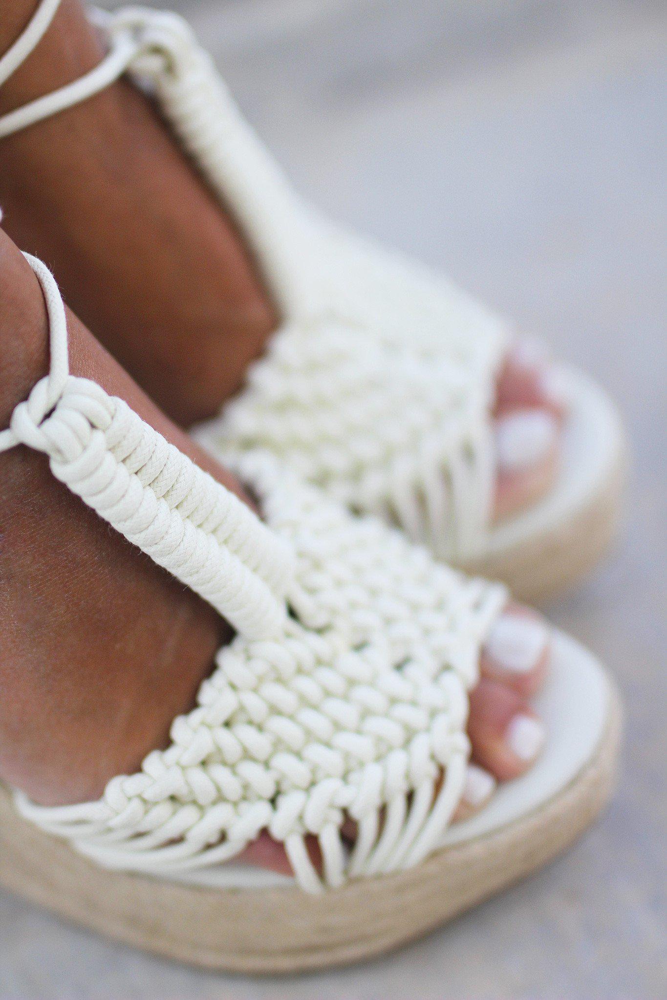 Off White Rope Wedges