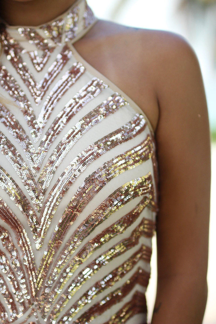 slim fit dress slacks Rose Gold Sequin Short Dress