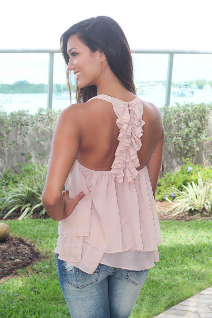 Almond Top With Ruffle Back
