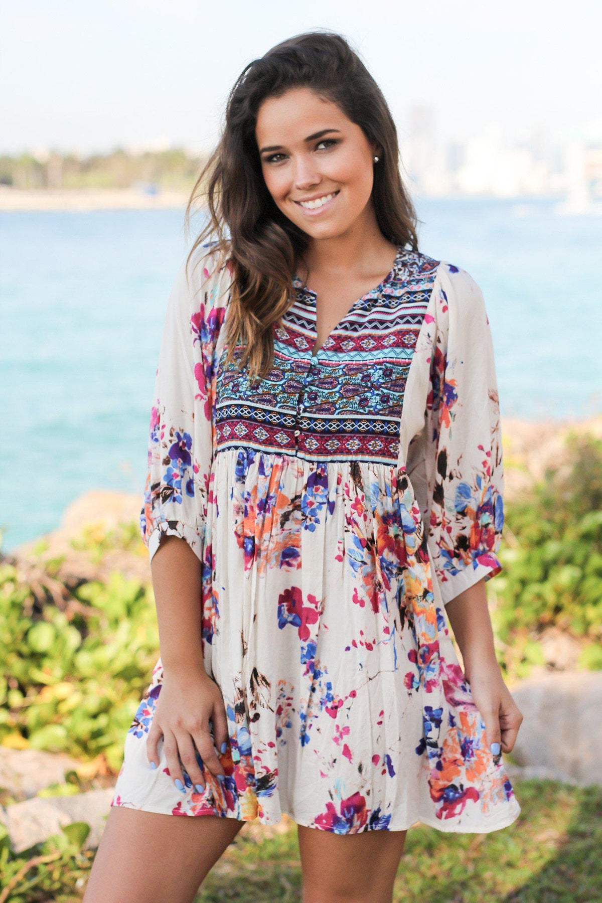 Boho Floral Printed Short Dress | Short Dresses – Saved by the Dress