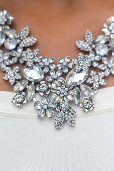 Silver Floral Statement Necklace