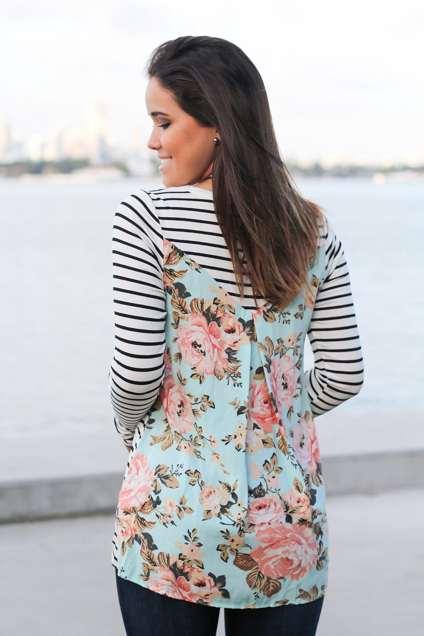Striped Top with Floral Back