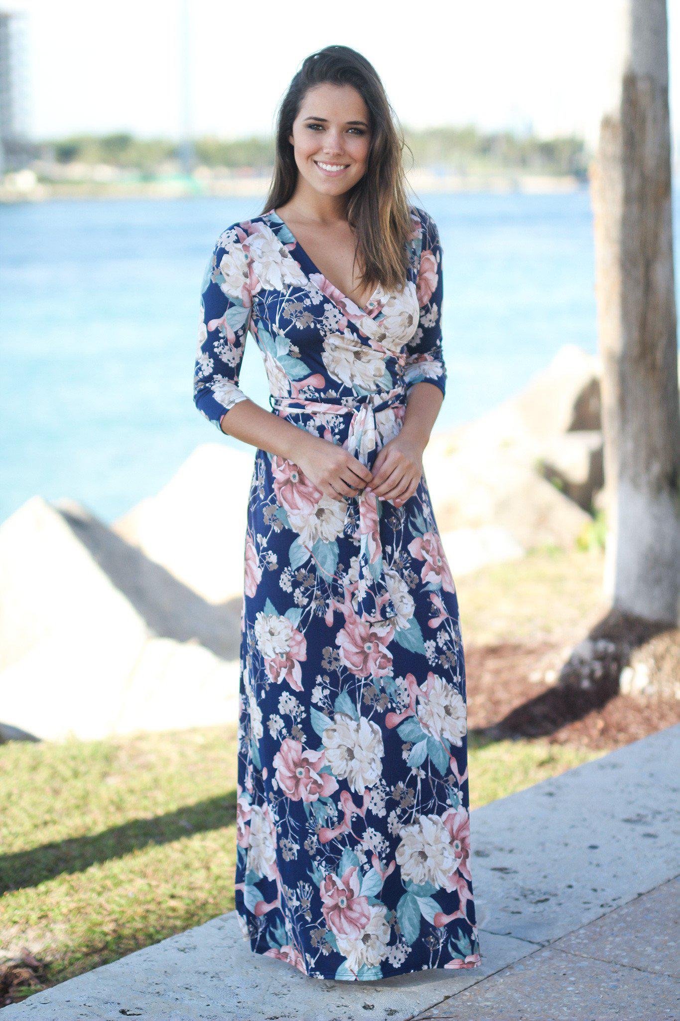 Blue Floral Wrap Maxi Dress | Blue Maxi Dress | Maxi Dresses Saved by the Dress Blue Floral Wrap Maxi Dress | Blue Maxi Dress | Maxi Dresses Saved by the Dress