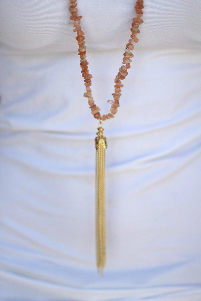 Blush Stone Tassel Necklace