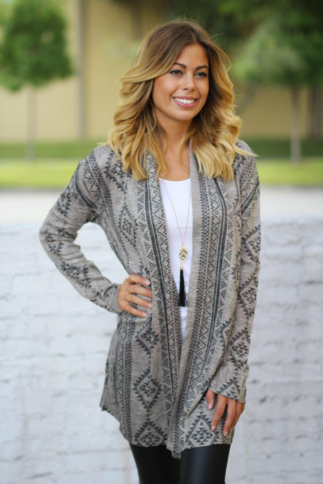 taupe open front cardigan