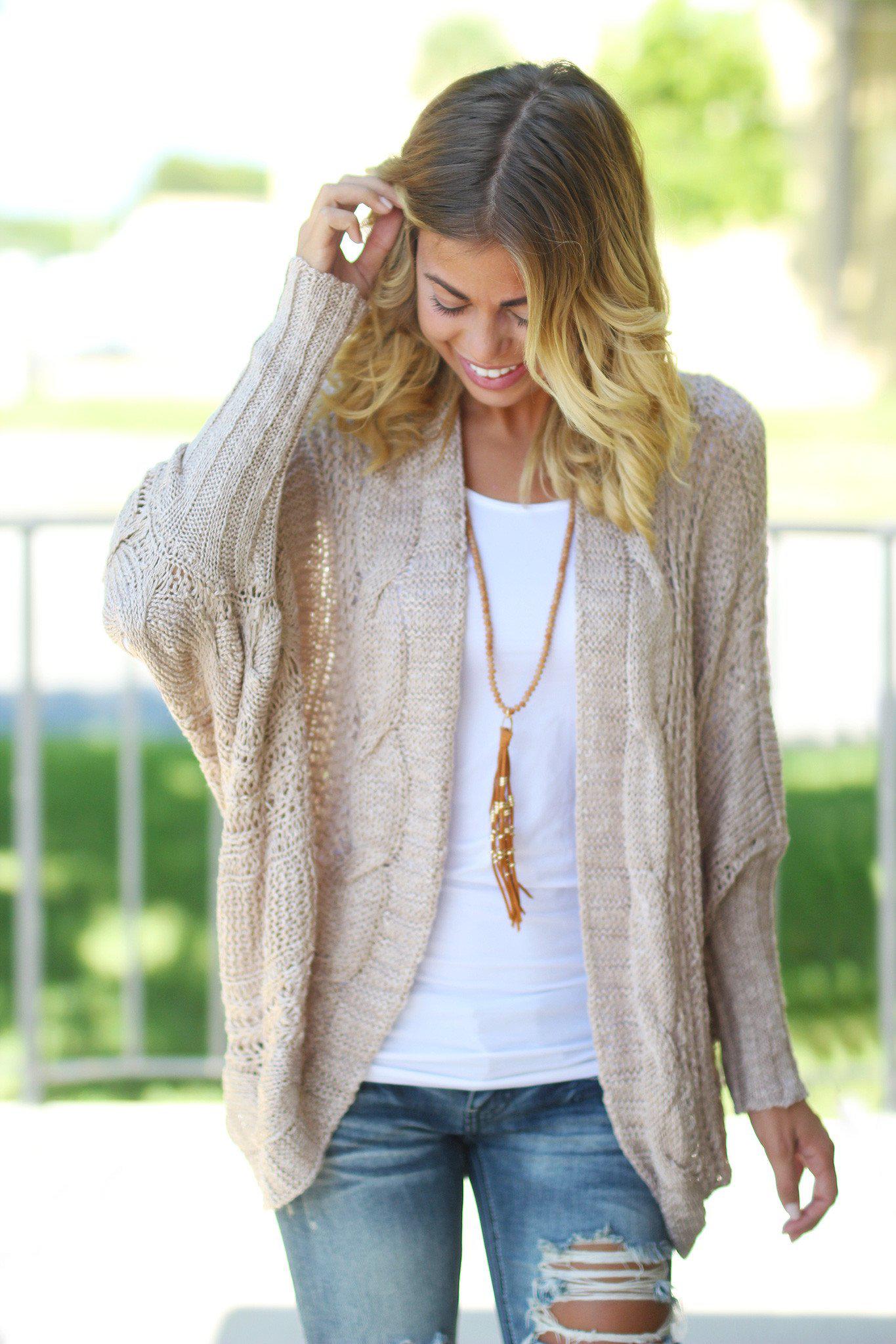 taupe knit cardigan