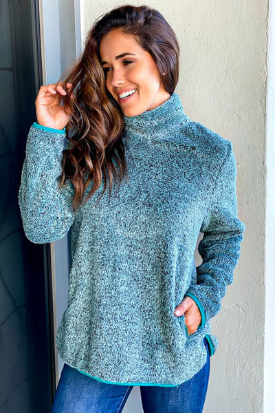 Teal Fuzzy Pullover