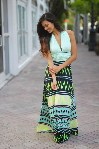 Mint Tie Back Maxi Dress