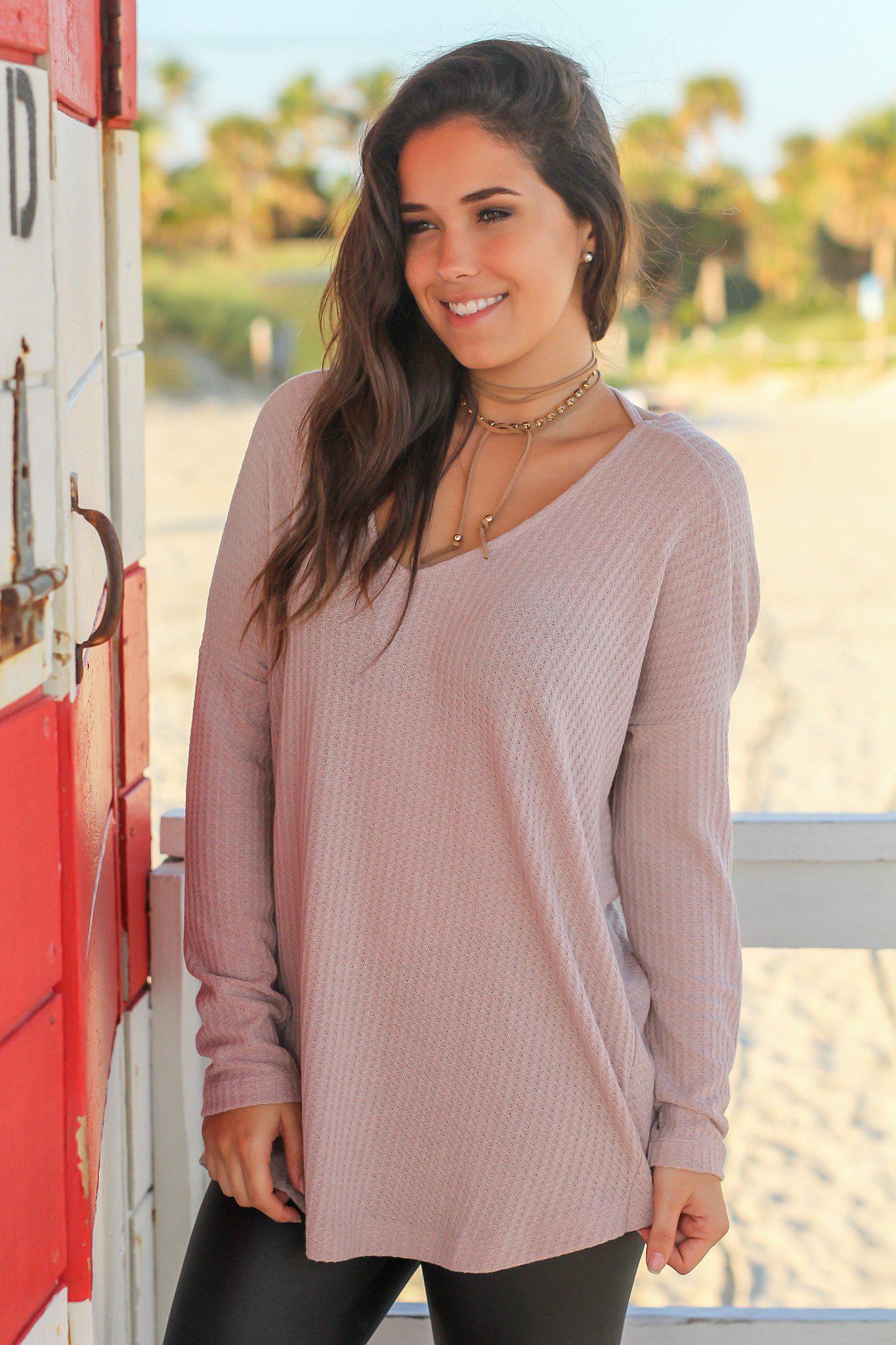 Mauve Knit Top with Back Knot