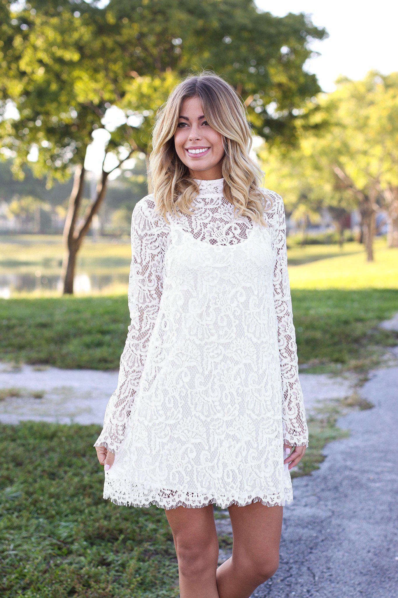Short ivory lace dress outlet