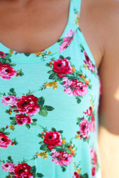 Mint Floral Tunic Top