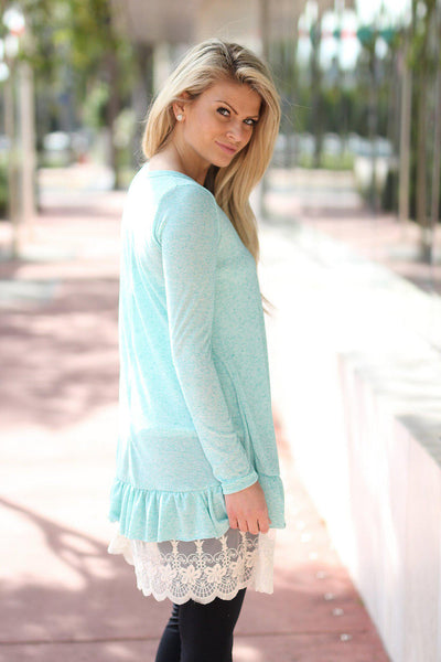 Mint Tunic with Lace Detail