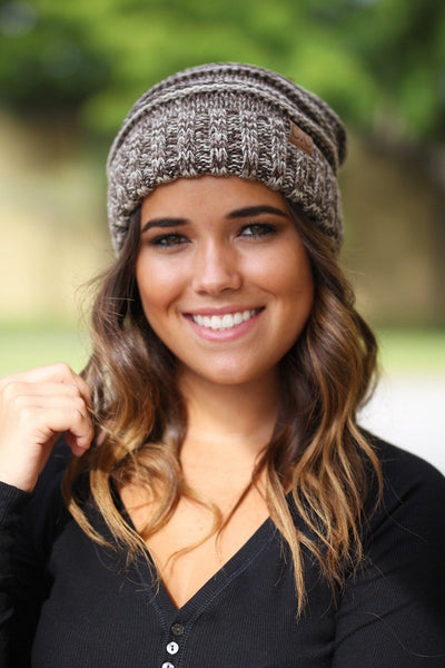 Brown Two Toned Slouchy Beanie