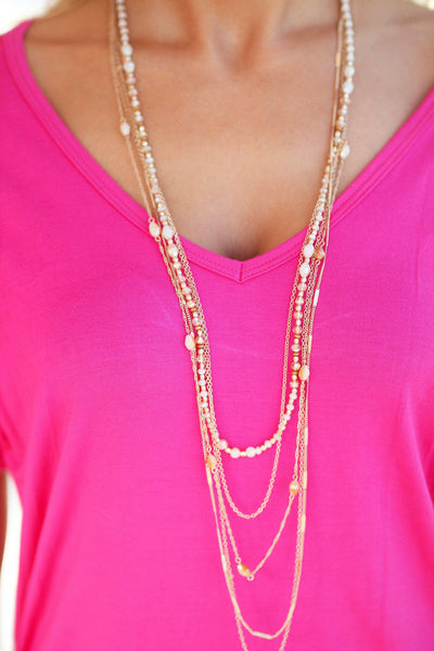 Vintage Gold Ivory Bead Layered Necklace