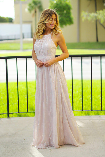 Vintage Rose Maxi Dress with Sequins