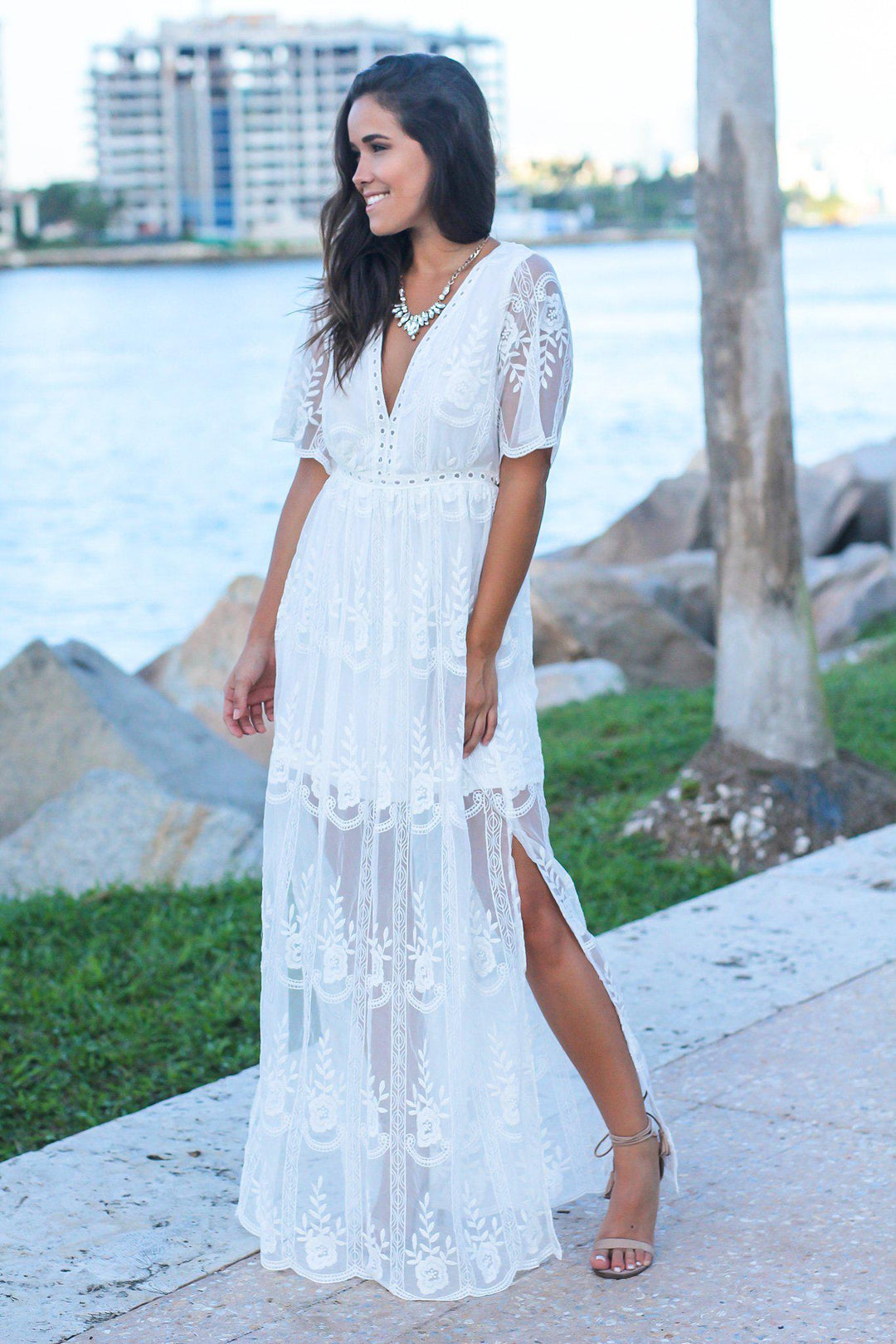 chinese dress ladies Juliet Chiffon Maxi Dress Gardenia / L main image 1