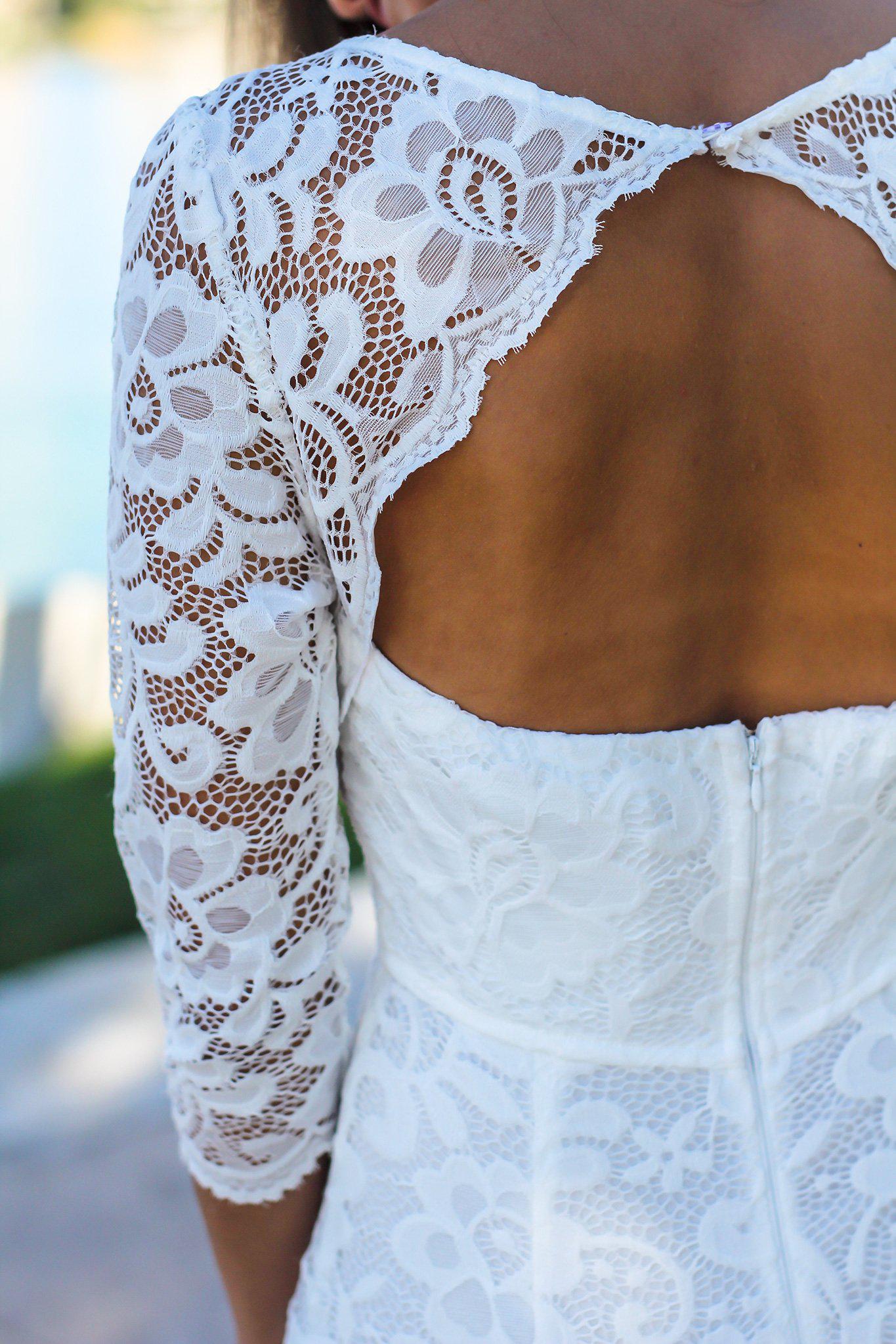 White Maxi Dress with 3/4 Sleeves