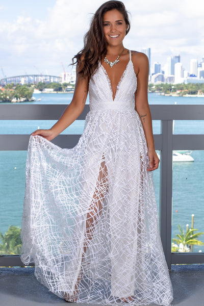 White Maxi Dress with Sequins