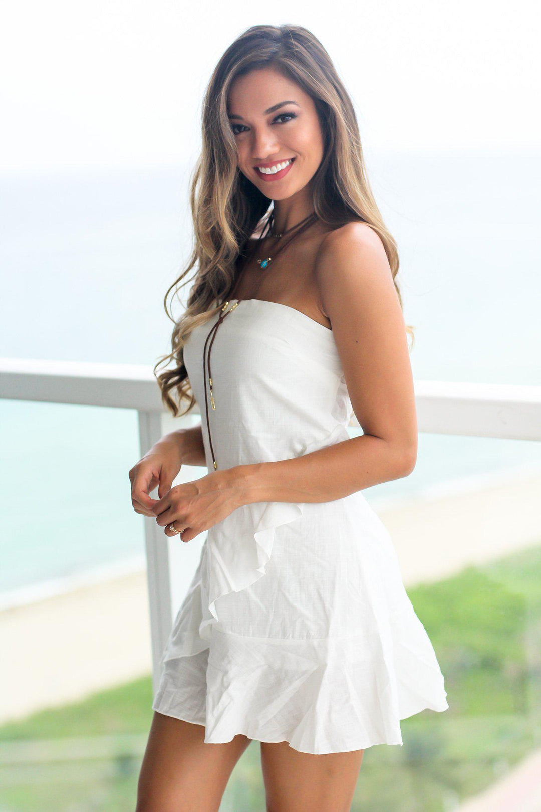 White Strapless Short Dress with Open Back | Cute Dresses Saved by the Dress White Strapless Short Dress with Open Back | Cute Dresses Saved by the Dress