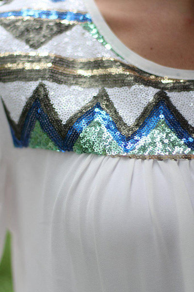 White Top With Sequins