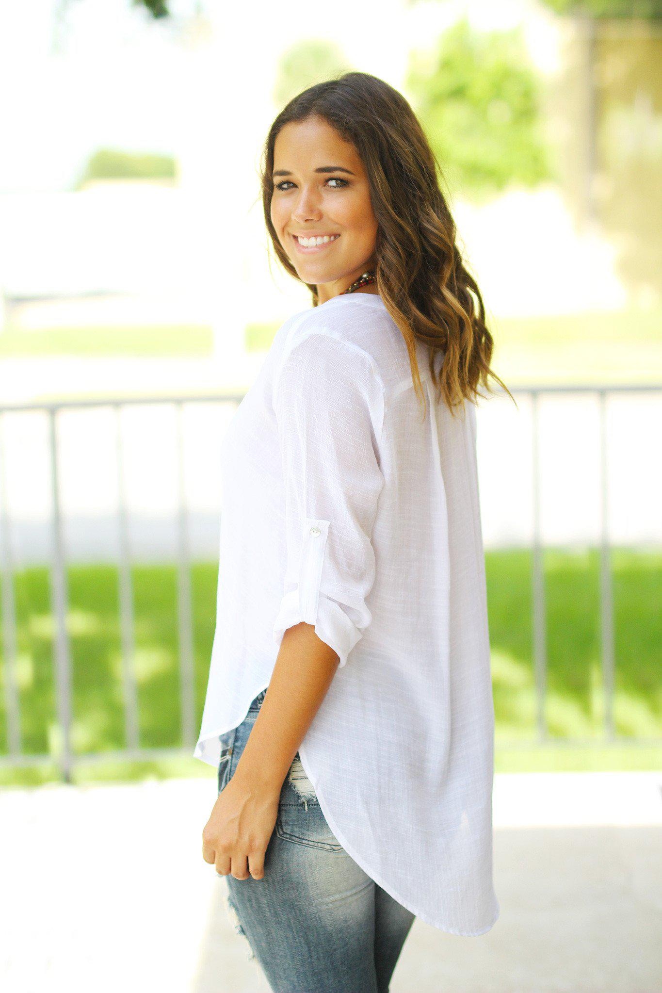 White Top with 3/4 Sleeves