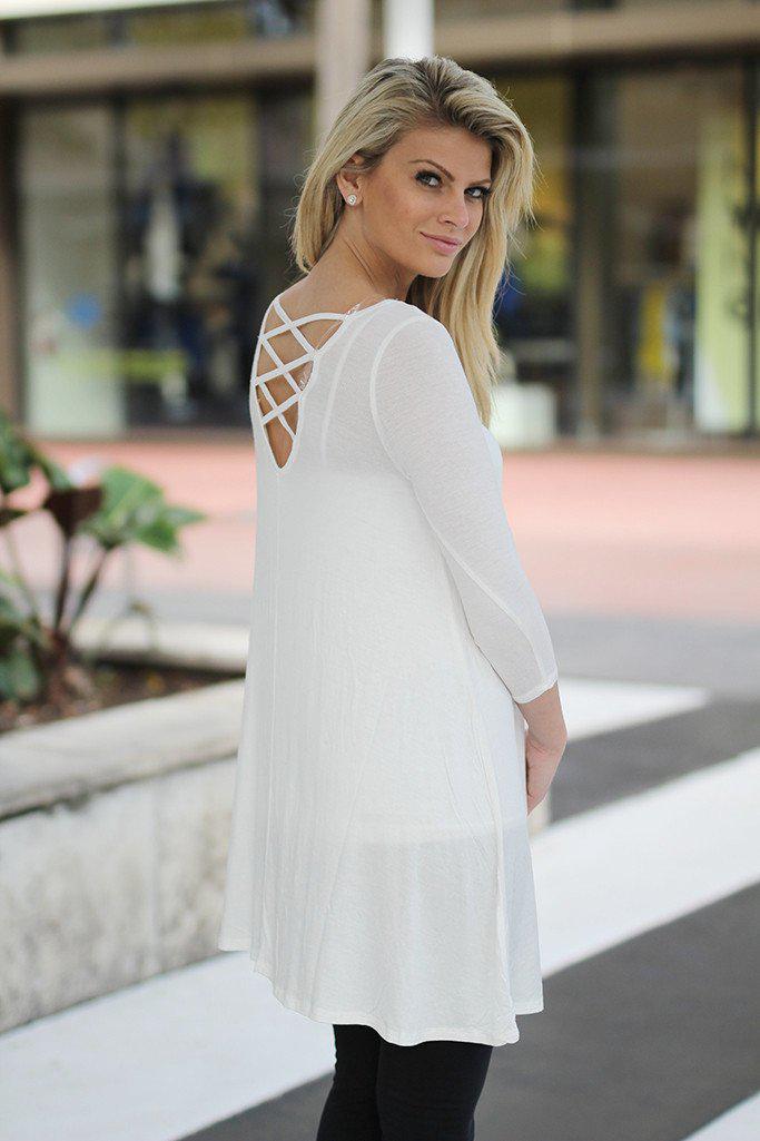 White Tunic with Criss Cross Back