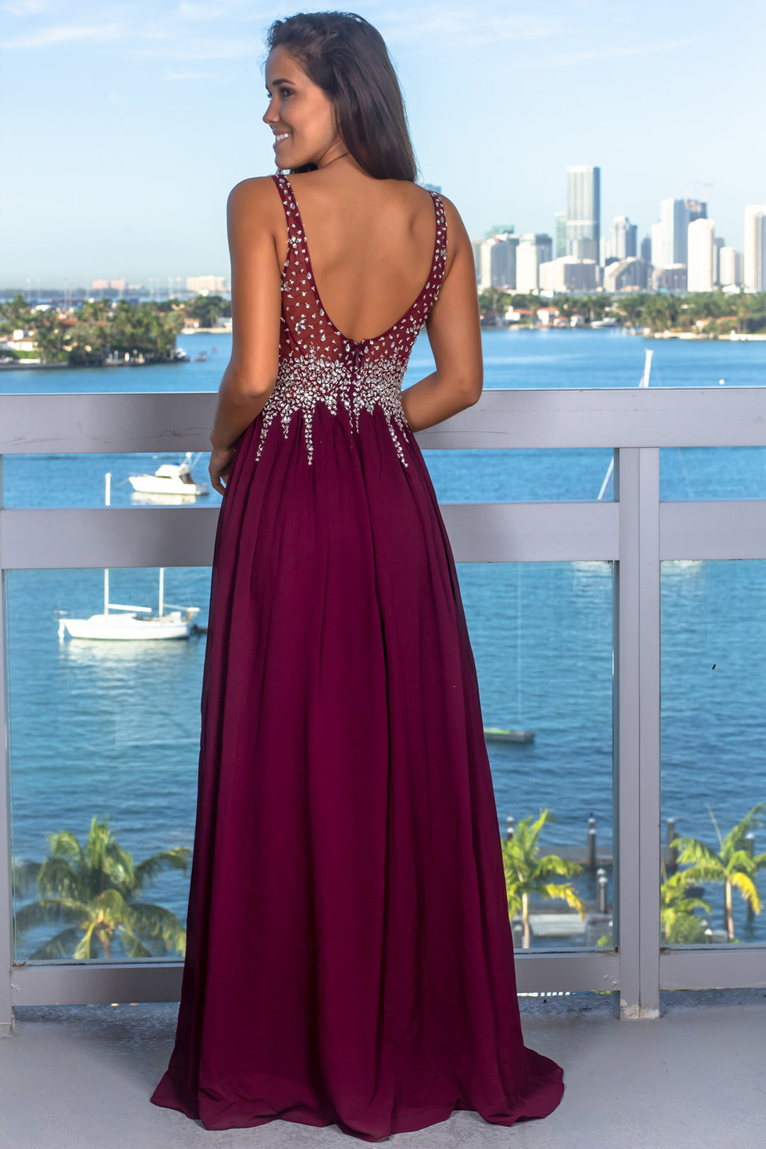 Wine Jeweled Top Maxi Dress with Side Slit | Maxi Dresses Saved by the Dress Wine Jeweled Top Maxi Dress with Side Slit | Maxi Dresses Saved by the Dress