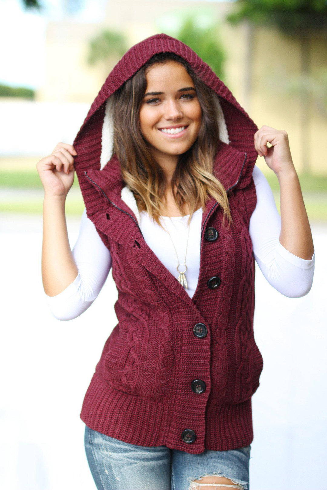 Fur sweater vest shop