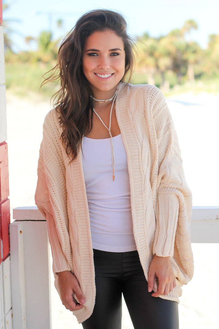 white christmas dresses Cream Oversized Knit Cardigan