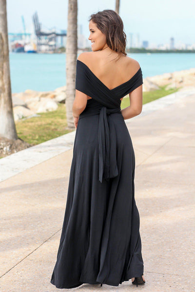 Black Tie Maxi Dress with Open Back | Maxi Dresses – Saved by the Dress