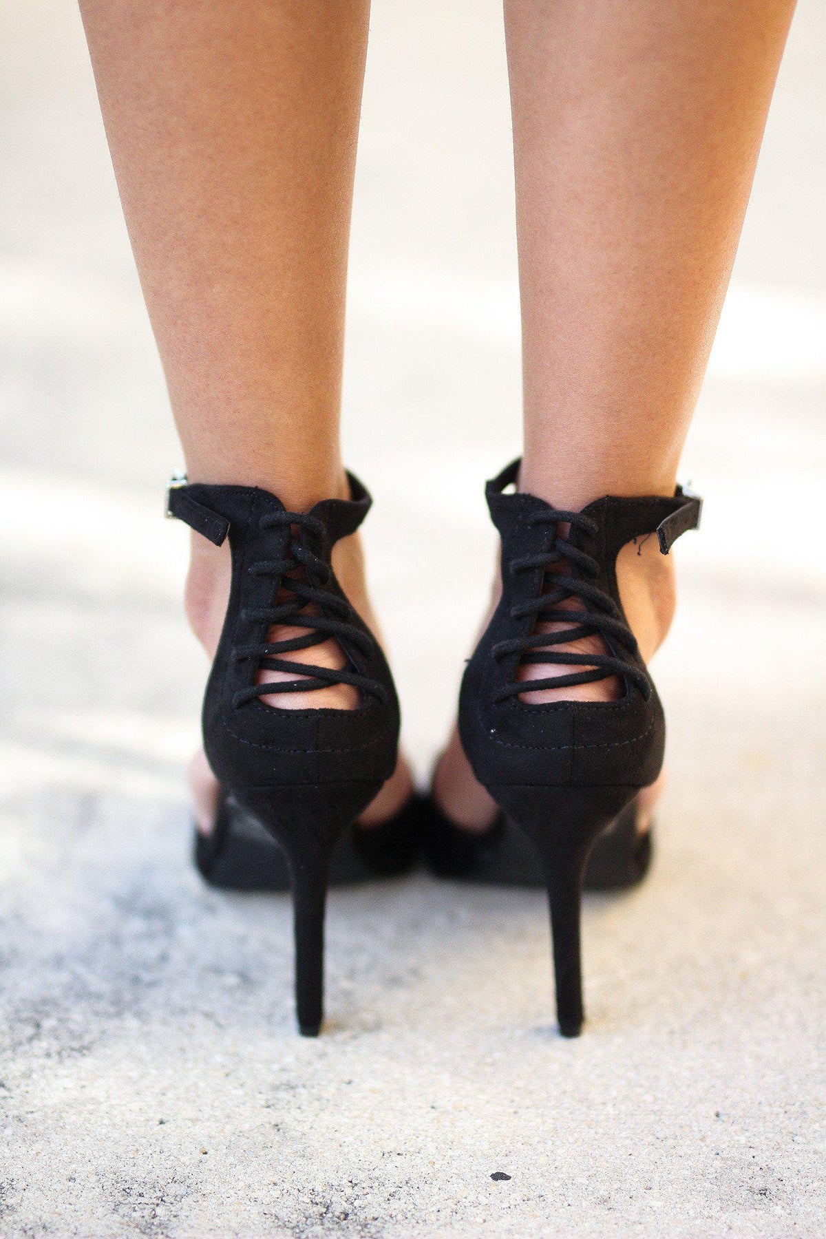 Black Pointed Toe Pump with Ankle Strap | Black Heels | Online Boutique ...