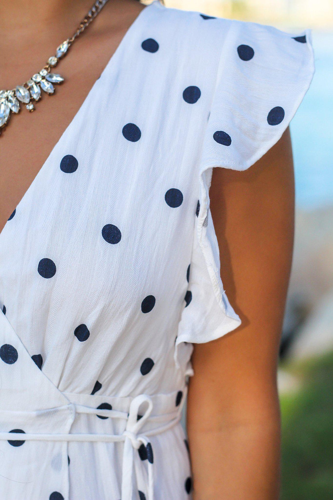 White and Navy Polka Dot Wrap Dress | Cute Dresses  Saved by the Dress