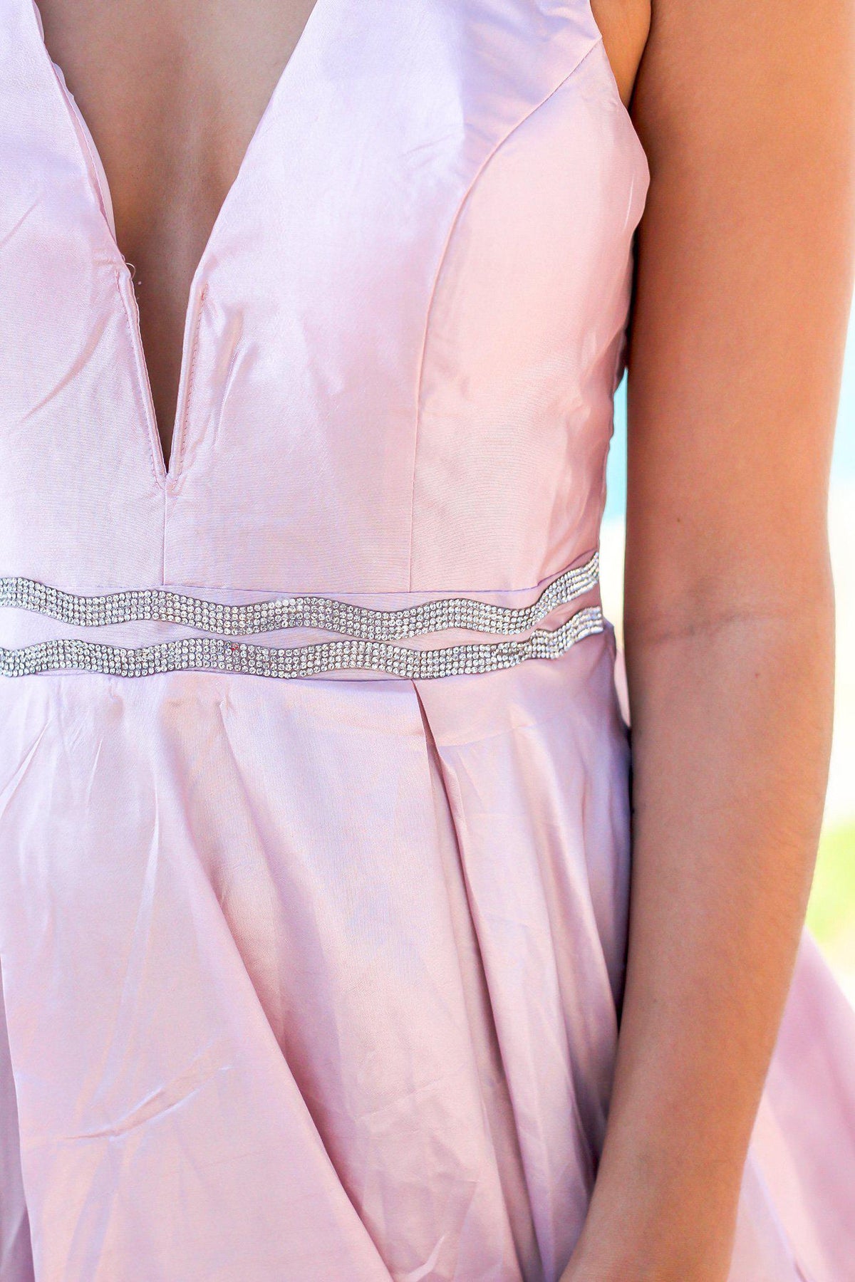 Charming V-neck Cap Sleeves Open Back Maxi Dresses with Slit Dusk main image 1