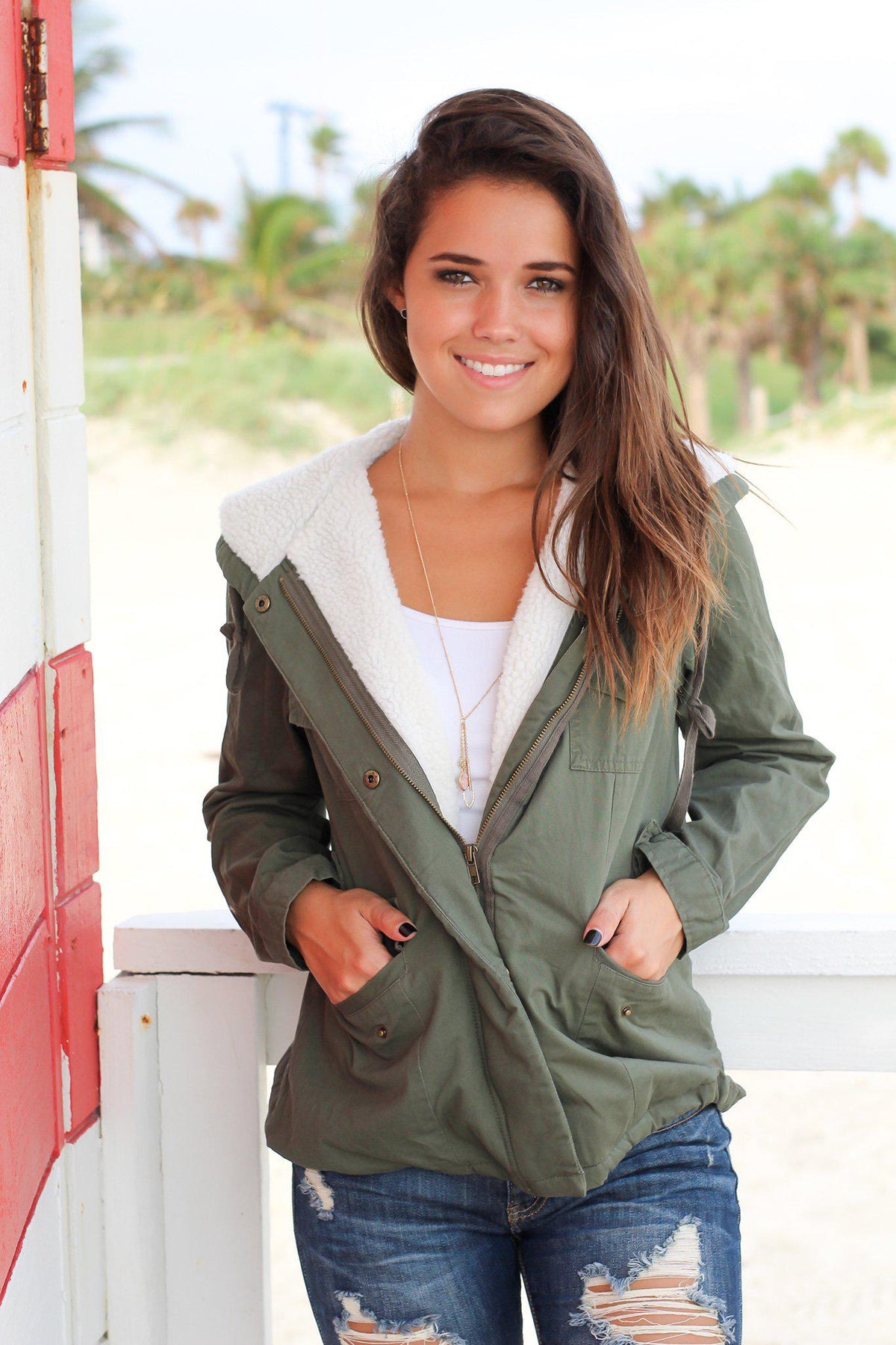 Olive Jacket with Wool Lined Hood | Jackets – Saved by the Dress