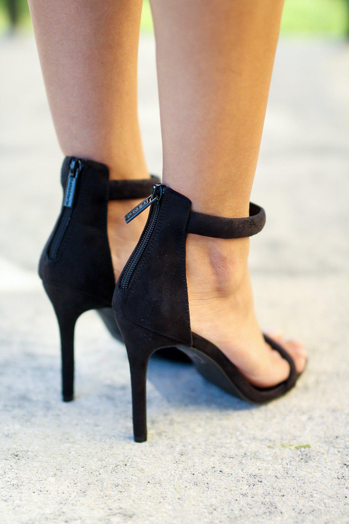 Black Strap Heels with Zipper | Black Heels | Online Boutiques – Saved ...