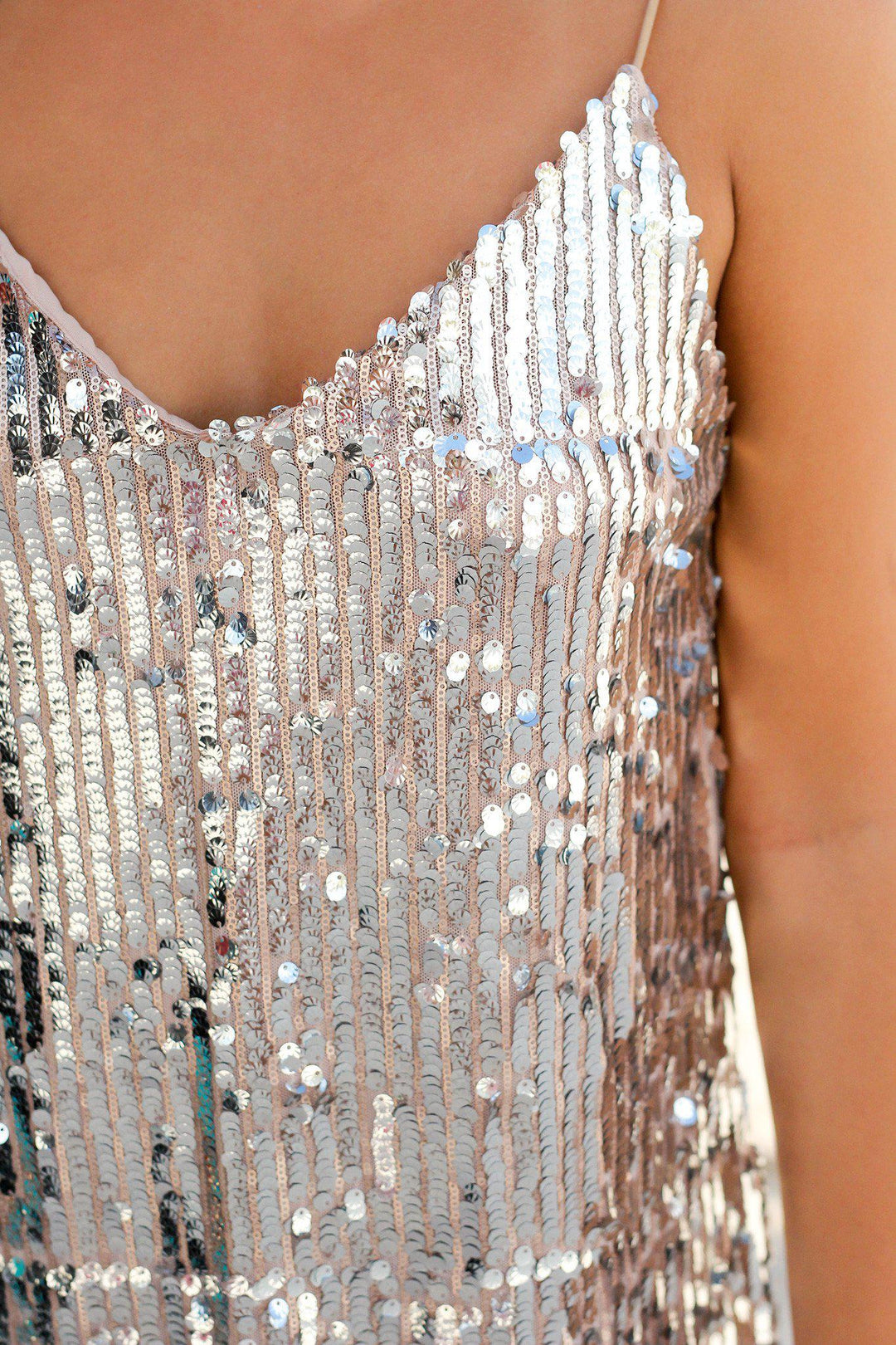 Rose Silver Sequined Short Dress | Cocktail Dresses  Saved by the Dress