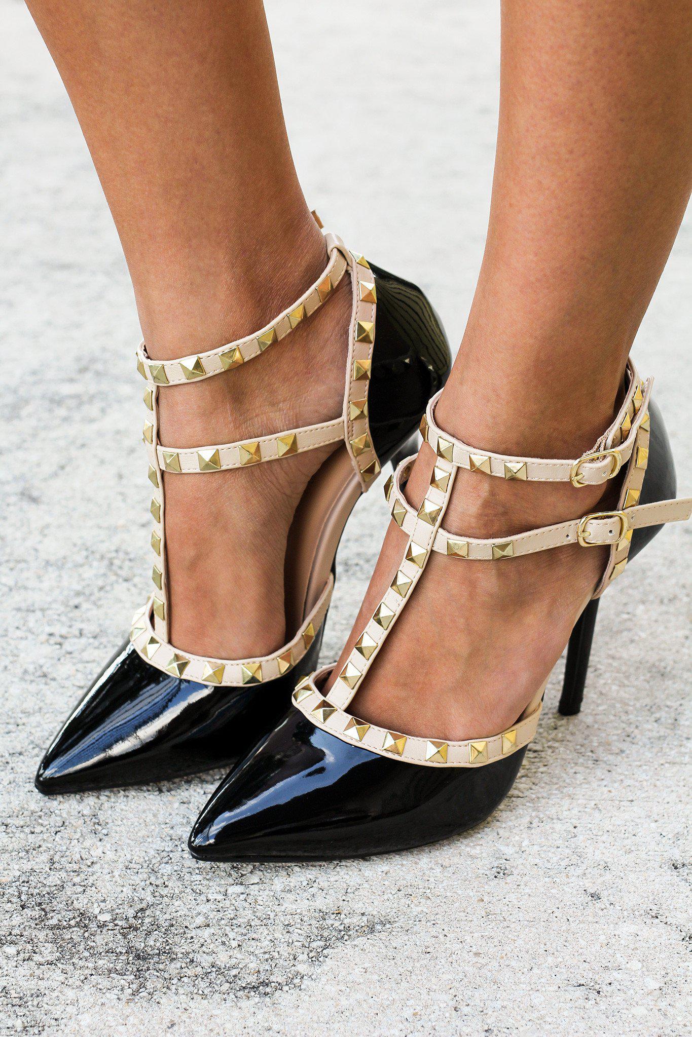 Black Studded Strappy Heels Online Boutiques – Saved by the Dress