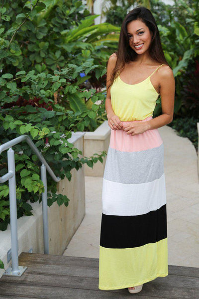 Yellow And Peach Maxi Dress