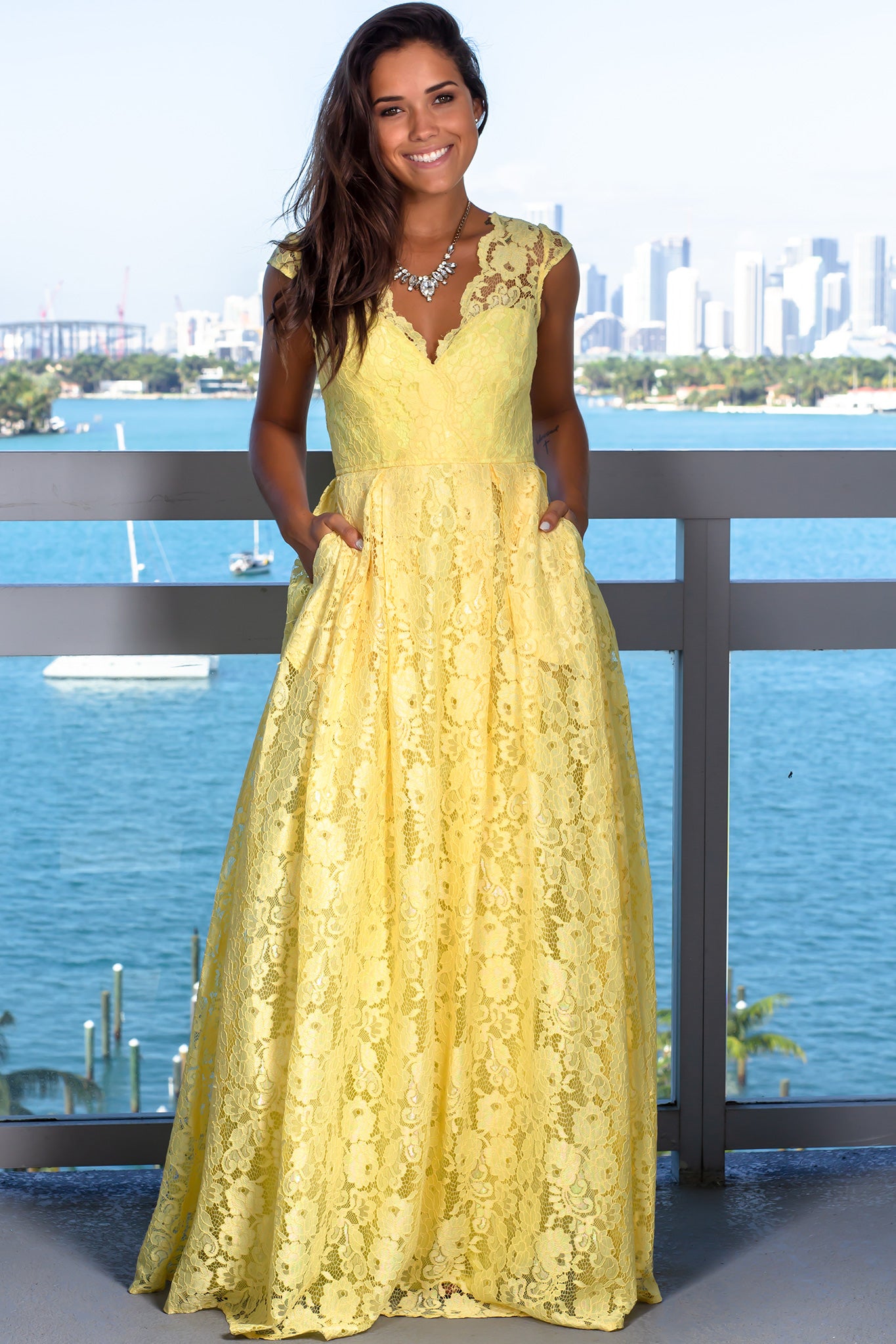 Yellow Lace Maxi Dress | Maxi Dresses – Saved by the Dress