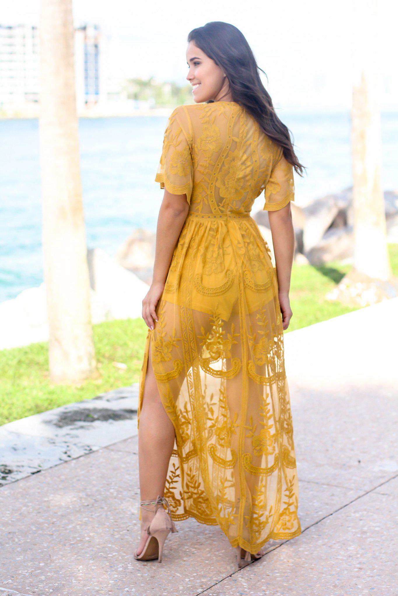 Yellow Lace Maxi Romper | Rompers Saved by the Dress Yellow Lace Maxi Romper | Rompers Saved by the Dress