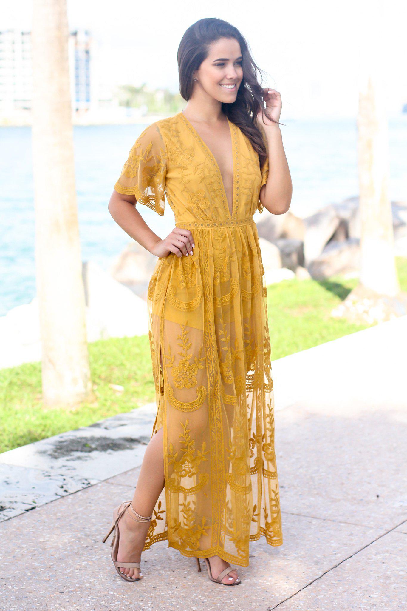 Yellow Lace Maxi Romper | Rompers Saved by the Dress Yellow Lace Maxi Romper | Rompers Saved by the Dress