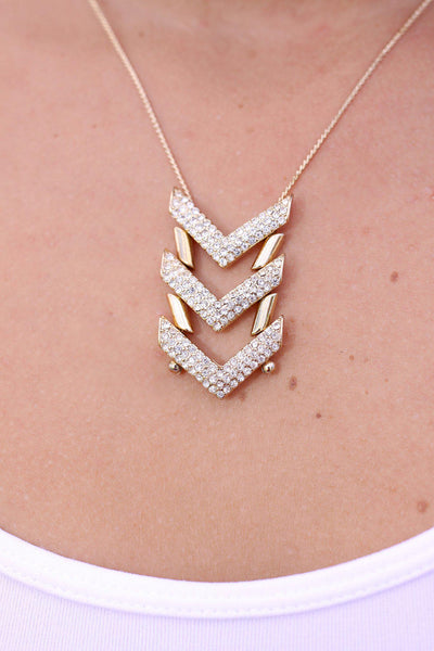 Gold Crystal Arrow Necklace