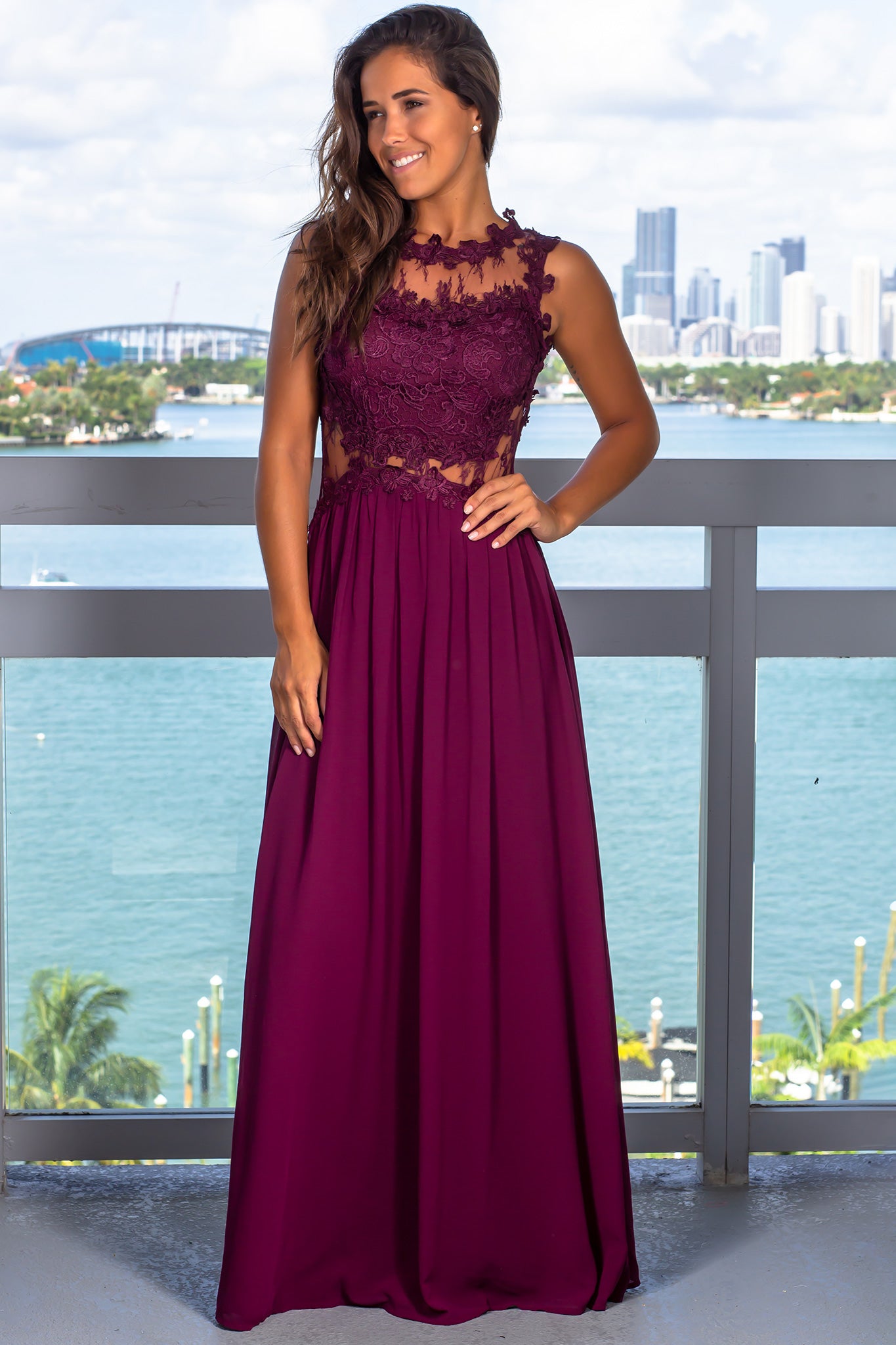 Plum Lace Top Maxi Dress | Maxi Dresses – Saved by the Dress