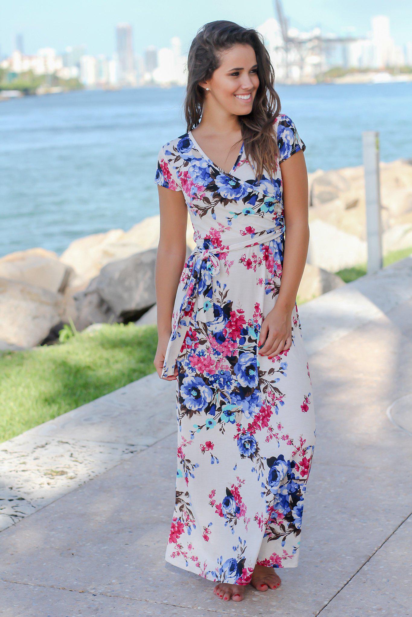 ivory and pink maxi dress
