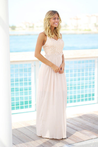 Champagne Maxi Dress with Open Back
