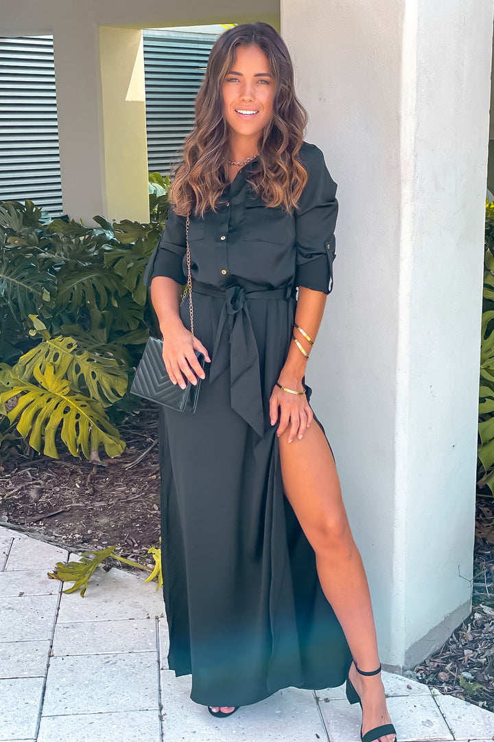 edwardian dress black Joseph Ribkoff Short Sleeve Flowy Wrap Midi Dress Style 251250 Black / 22