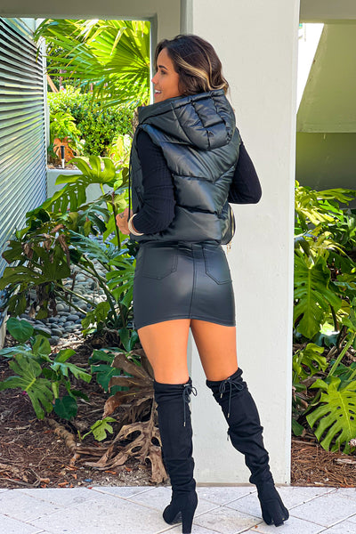 black faux leather vest