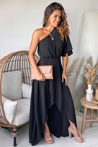 black formal high low dress